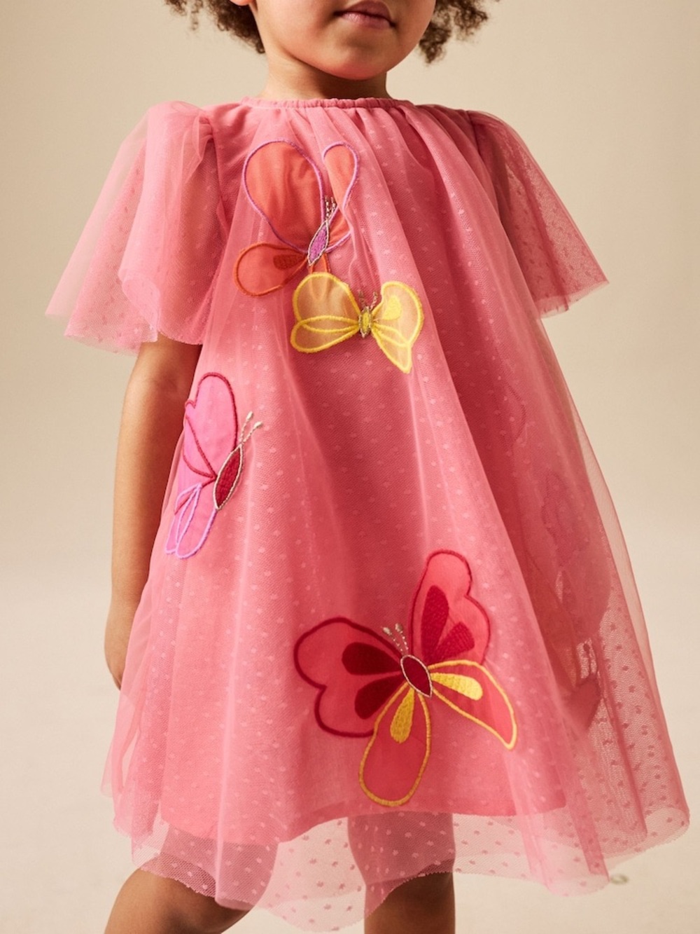 Coral Butterfly Angel Sleeve Mesh Dress NWT Size 3-4yrs